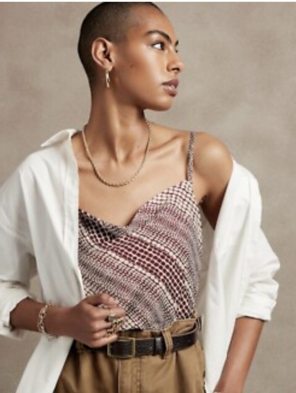 Banana Republic Maroon and White Camisole
